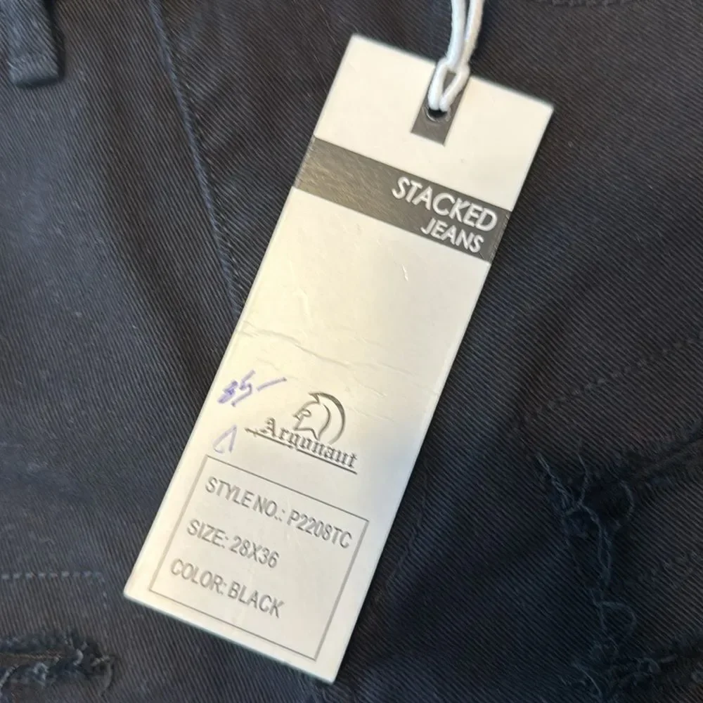 Men's Slim Black Jeans with Distressed Design